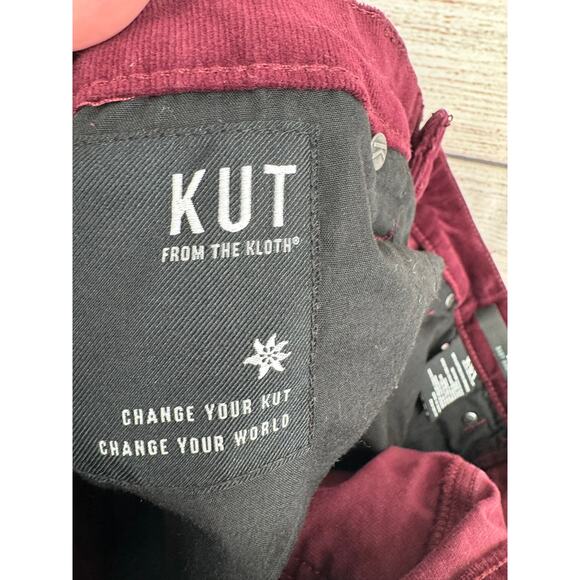 Kut from the Kloth Karen Baby Bootcut Corduroy Jeans Womens 12 Burgundy Wine - Picture 7 of 11